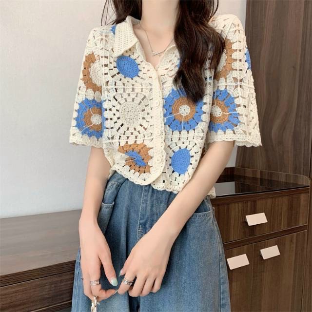 Áo croptop ren hoa cúc cổ đức xinh xắn hàng QC chuẩn trend Hàn