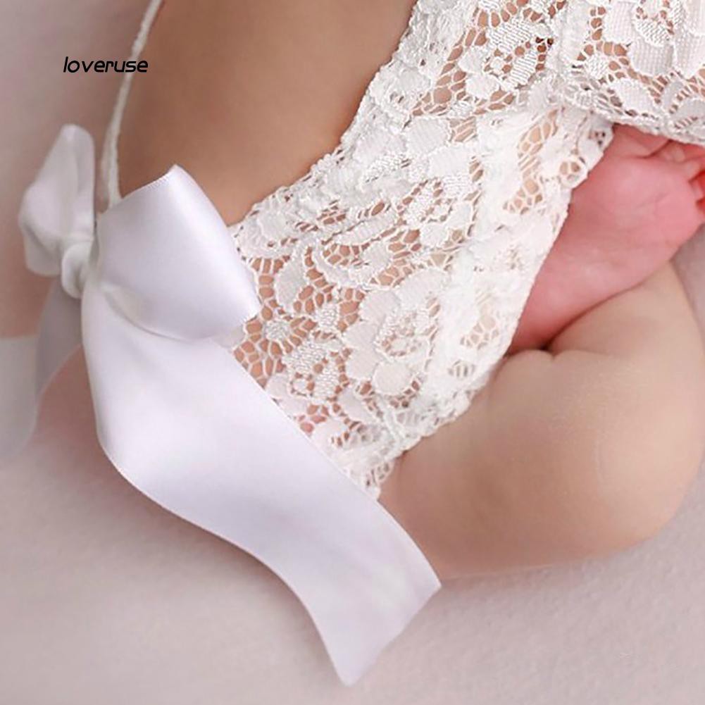 Set áo liền quần + Băng đô nơ dễ thương cho bé chụp ảnh
