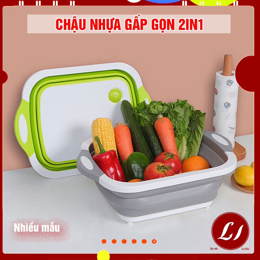 Chậu nhựa gấp gọn 2in1 thay thớt tiện lợi (40*30cm - đã gập)