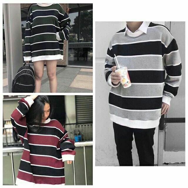 Áo sweater sọc kẻ ngang dài tay Guy unisex nhiều màu siêu hot 2020