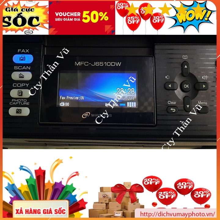 Máy in phun màu cũ khổ A3 Brother J6510dw 6710dw đa năng photocopy scan in 2 mặt tự động in wifi không dây