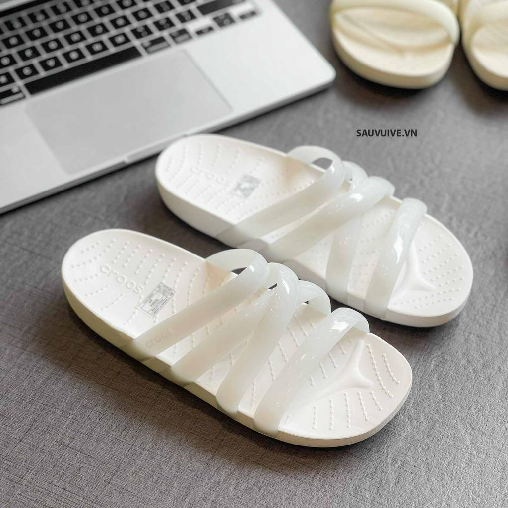Crocs Splash Strappy Glossy Nữ - Quai đan dây đế thấp 2-3cm - Dép nhẹ êm - SSG -  Sauvuive