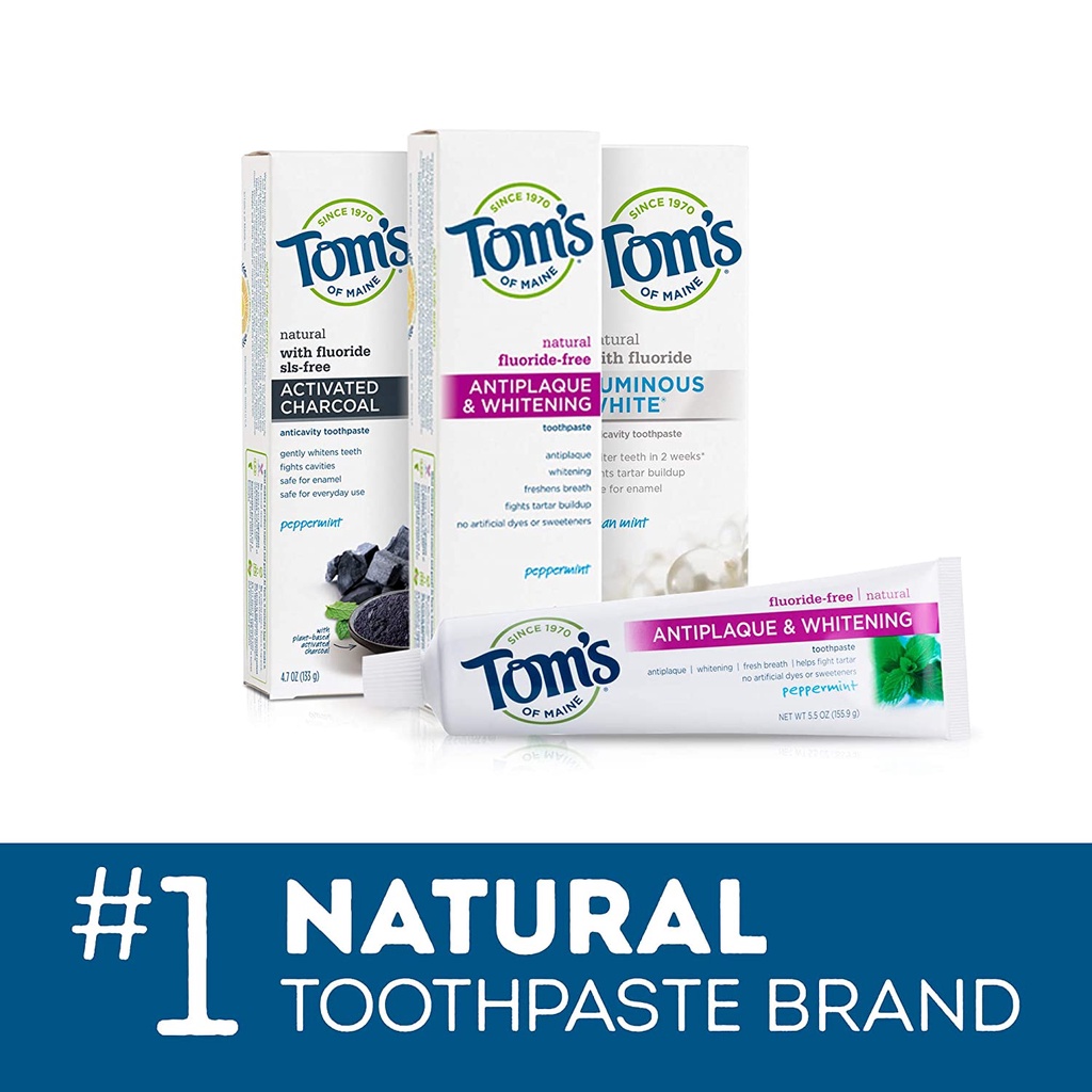 Kem giúp trắng răng với than hoạt tính Tom's of Maine Activated Charcoal Whitening Toothpaste 133g (Mỹ)