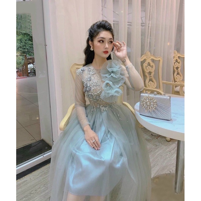 ĐẦM CÔNG CHÚA ĐÍNH HOA KẾT HẠT FULL SIZE S/M/L/xL