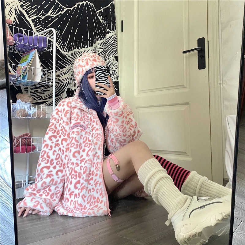Áo khoác lông báo Hồng 2 lớp Ulzzang