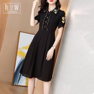 Đầm sơ mi thêu hoa cao cấp. Hình thật. Nhập QC
