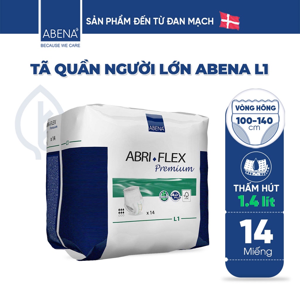 Bỉm tã quần người lớn thấm hút 1.4 lít Abena Abri Flex L1 (14 miếng) - Nhập khẩu Đan Mạch