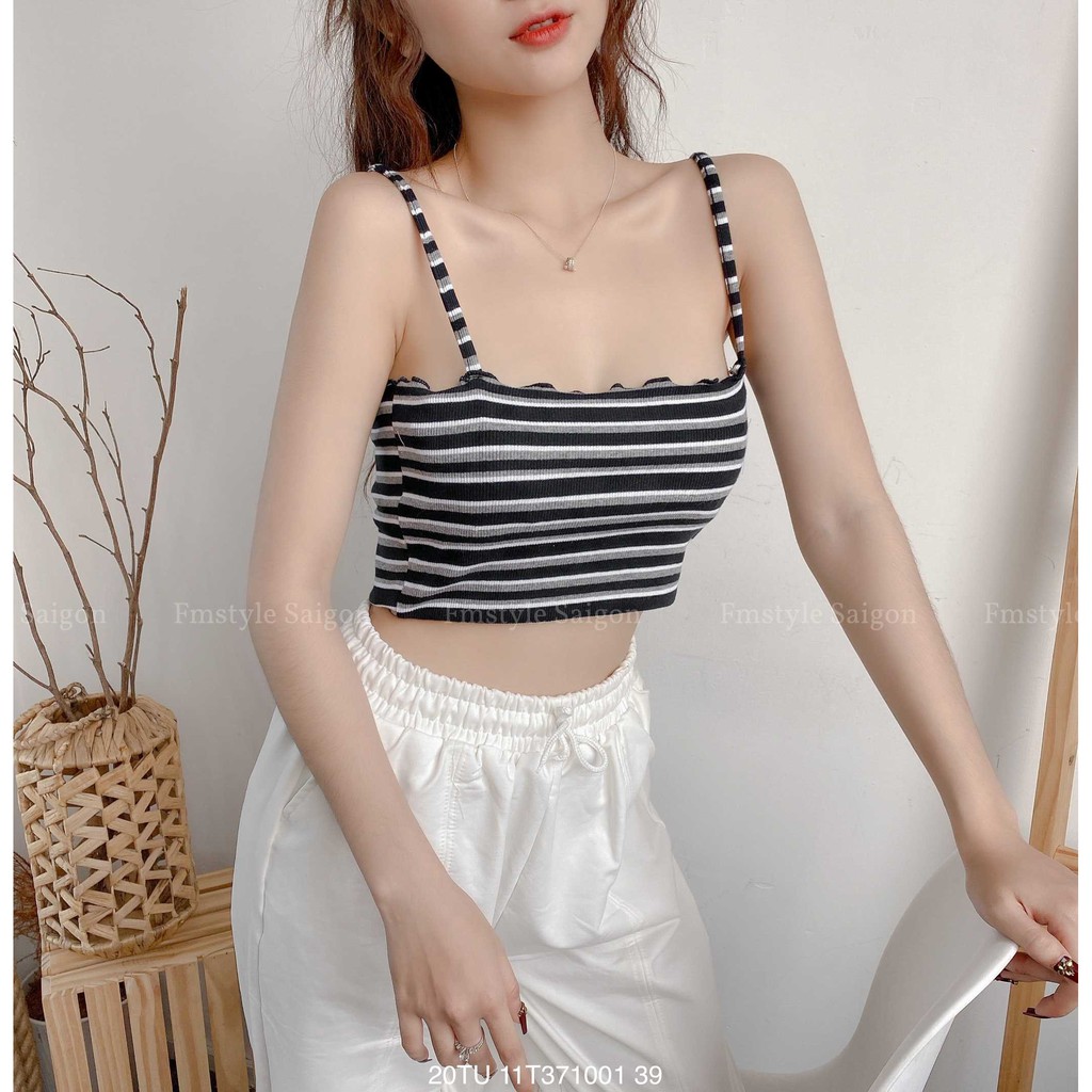 Áo thun 2 dây trơn VM STYLE tua rua basic thời trang ulzzang 22ATU04T371301