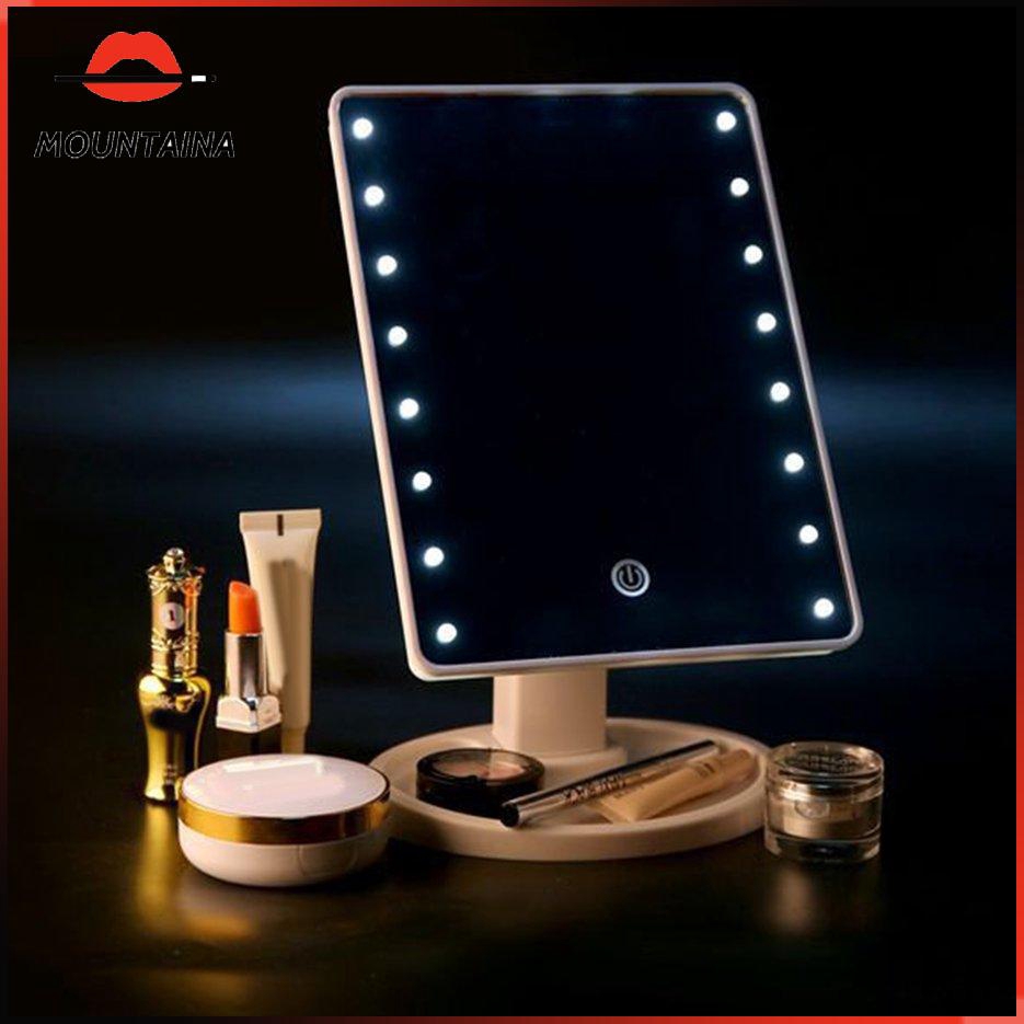 【m】 Led Makeup Mirror With Lamp Desktop Storage Touch Sensor Mirror 360 Rotation