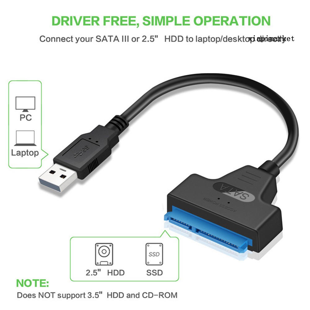 Cáp Sạc Nhanh 20cm Type-C / Usb 2.0 Sang Sata Cho 2.5 Inch Hdd / Ssd