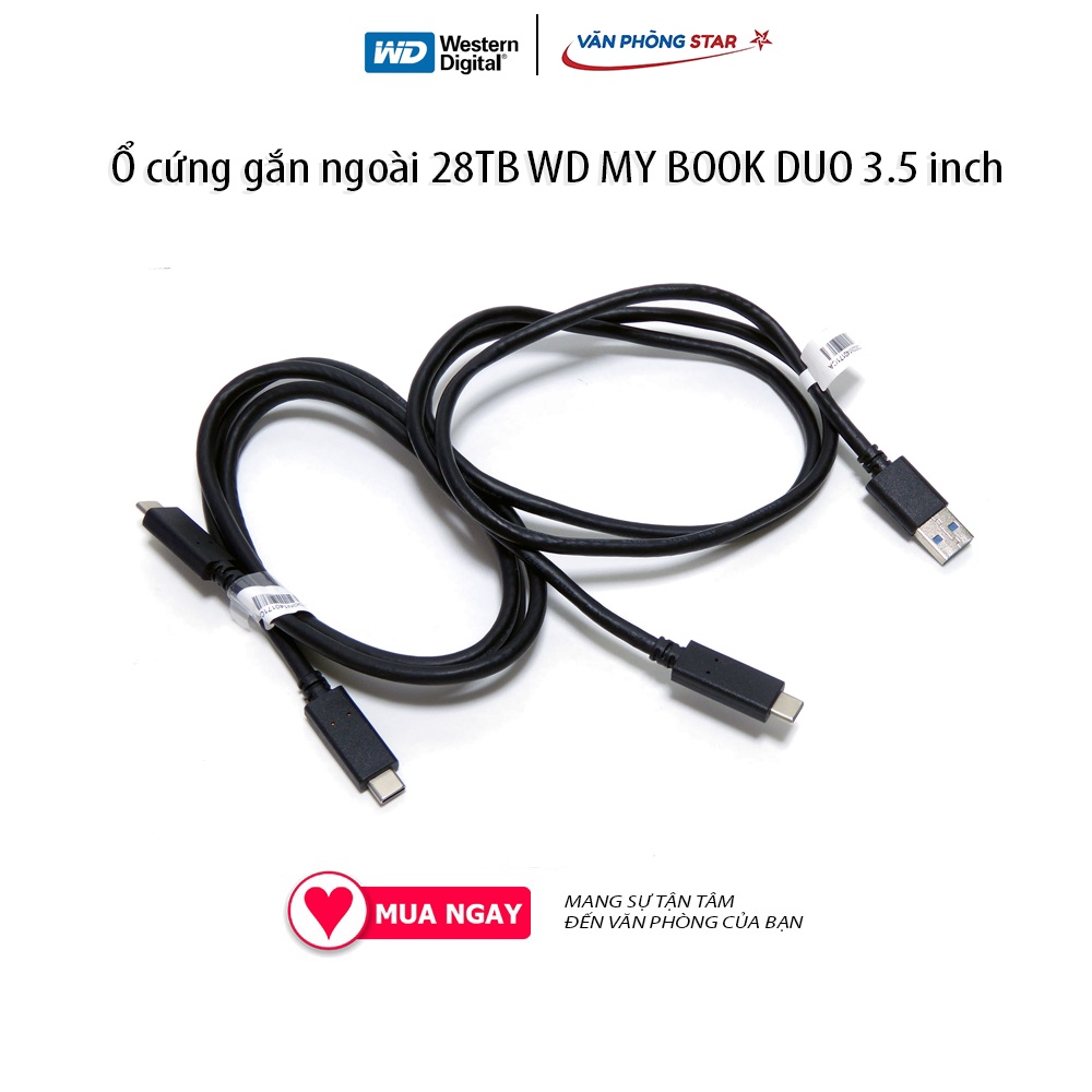 Ổ cứng gắn ngoài 28TB WD MY BOOK DUO 3.5 inch WDBFBE0280JBK Usb 3.1 Gen 1 10GB/s; Usb 3.0 5GB/s Thiết lập raid 0,1 JBOD