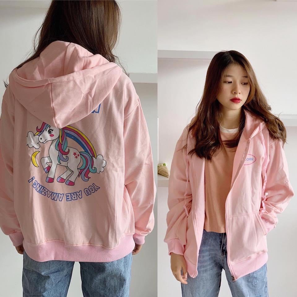 Áo Hoodie Nỉ Ngoại Unisex Unicorn Có Nón, Dây Kéo - Lapi VN Chất Liệu Nỉ Dày Dặn, Áo Khoác Nam Nữ Đẹp