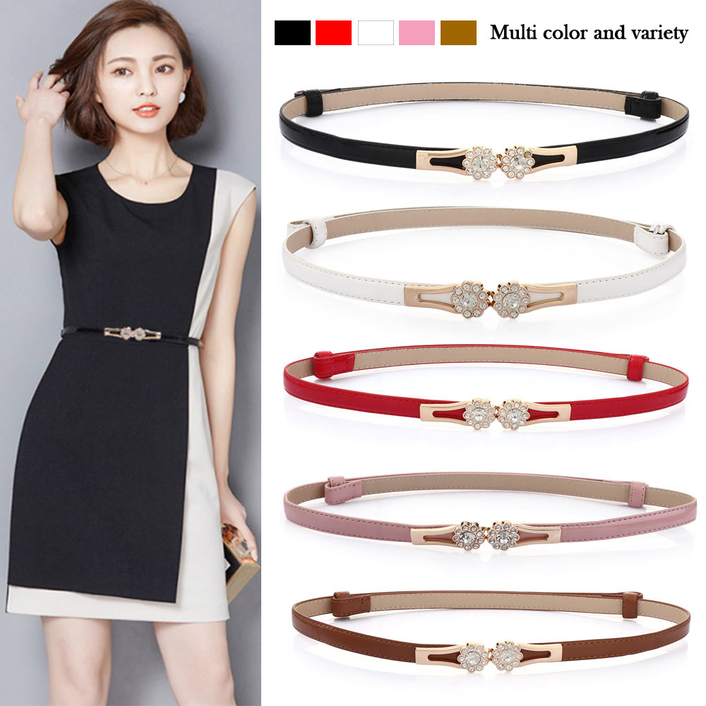 Thắt lưng da pu phối khóa kim loại nhiều màu sắc đầy cá tính tùy chọn