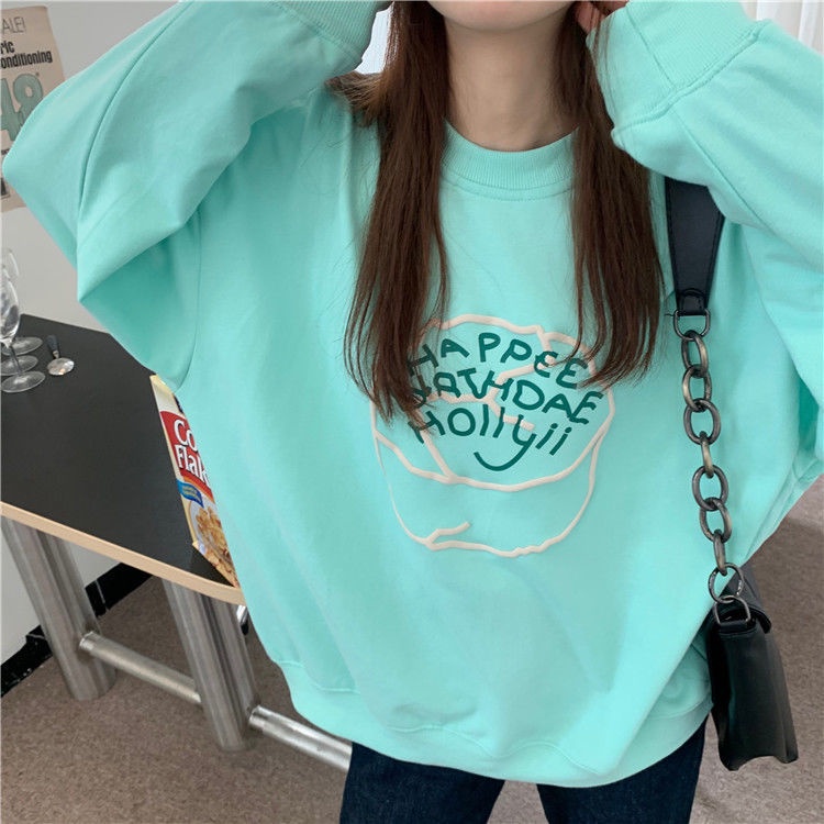 Áo Sweater Mỏng Cổ Tròn Dáng Rộng Màu Xanh Bạc Hà Phong Cách Hàn Quốc Thời Trang Cho Nữ 2022