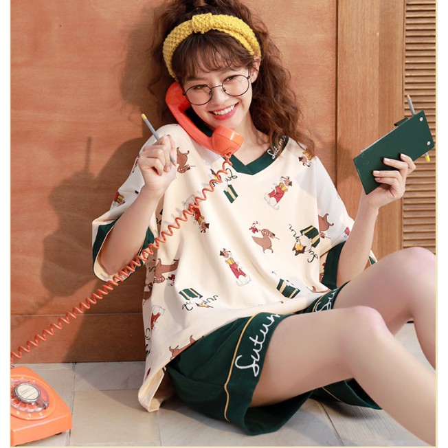 Bộ Mặc Nhà, Bộ Ngủ Cotton - Cá Tính, Phong Cách Hàn Quốc - Hàng Hót Mã A175 | BigBuy360 - bigbuy360.vn