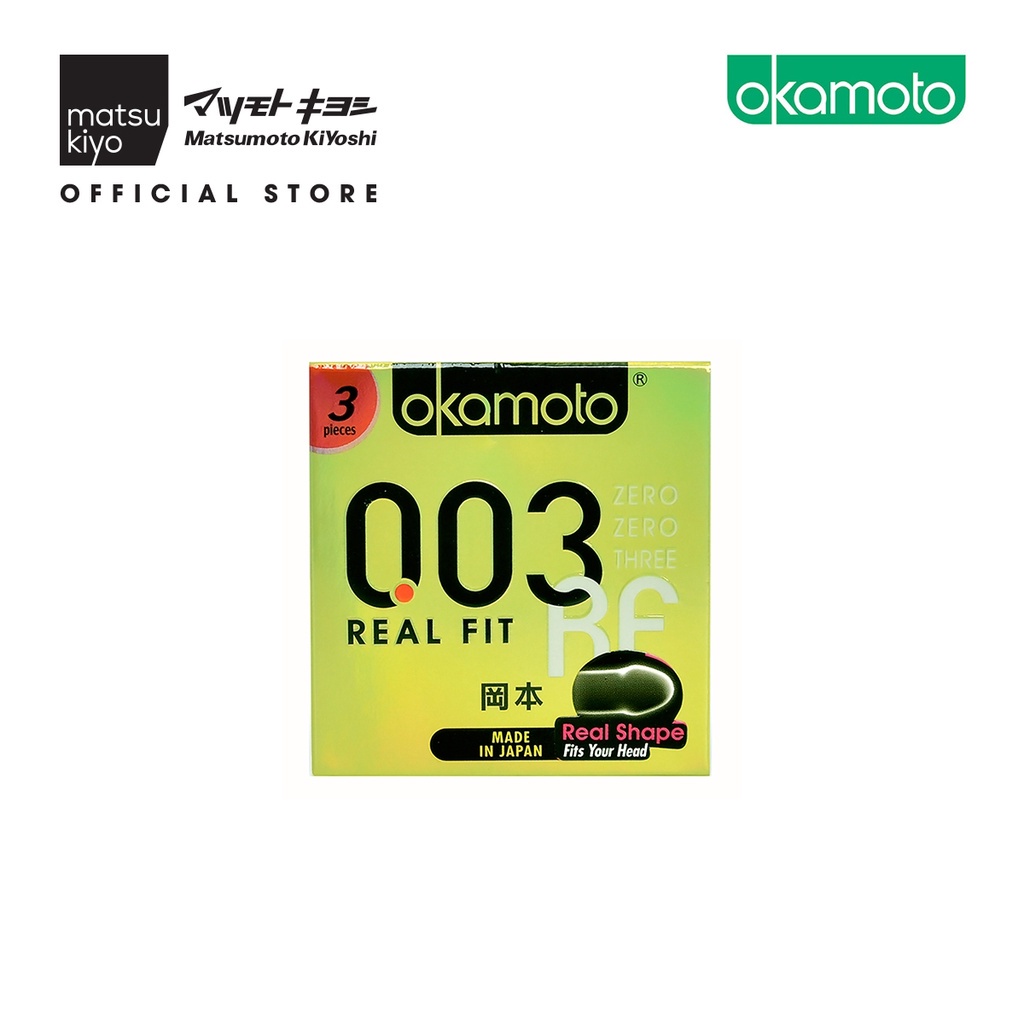 Bao Cao Su Okamoto 0.03 Real Fit Mỏng Với Khả Năng Co Rút Giúp Ôm Sát 3 cái matsukiyo