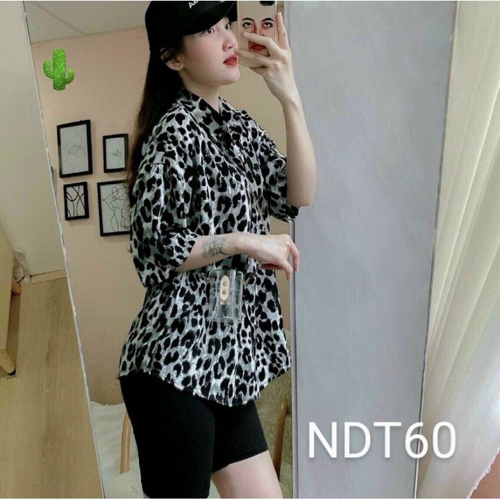 Áo Sơmi họa tiết Báo Xám chất Kate Lụa không nhăn Shop Cam kết Hàng y Hình Kèm Ảnh thật Chính Chủ ( Size dưới 60kg )