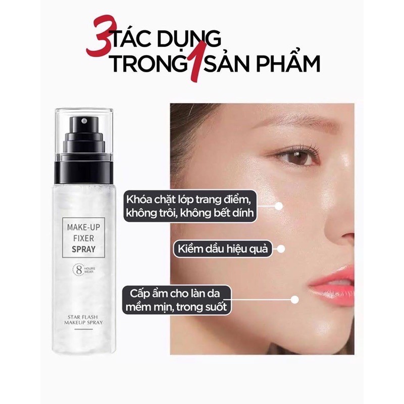 Xịt Nhũ Khoá Trang Điểm Makeup Fixer Spray 8 Hour Wear Cấp Ẩm Kiểm Soát Dầu