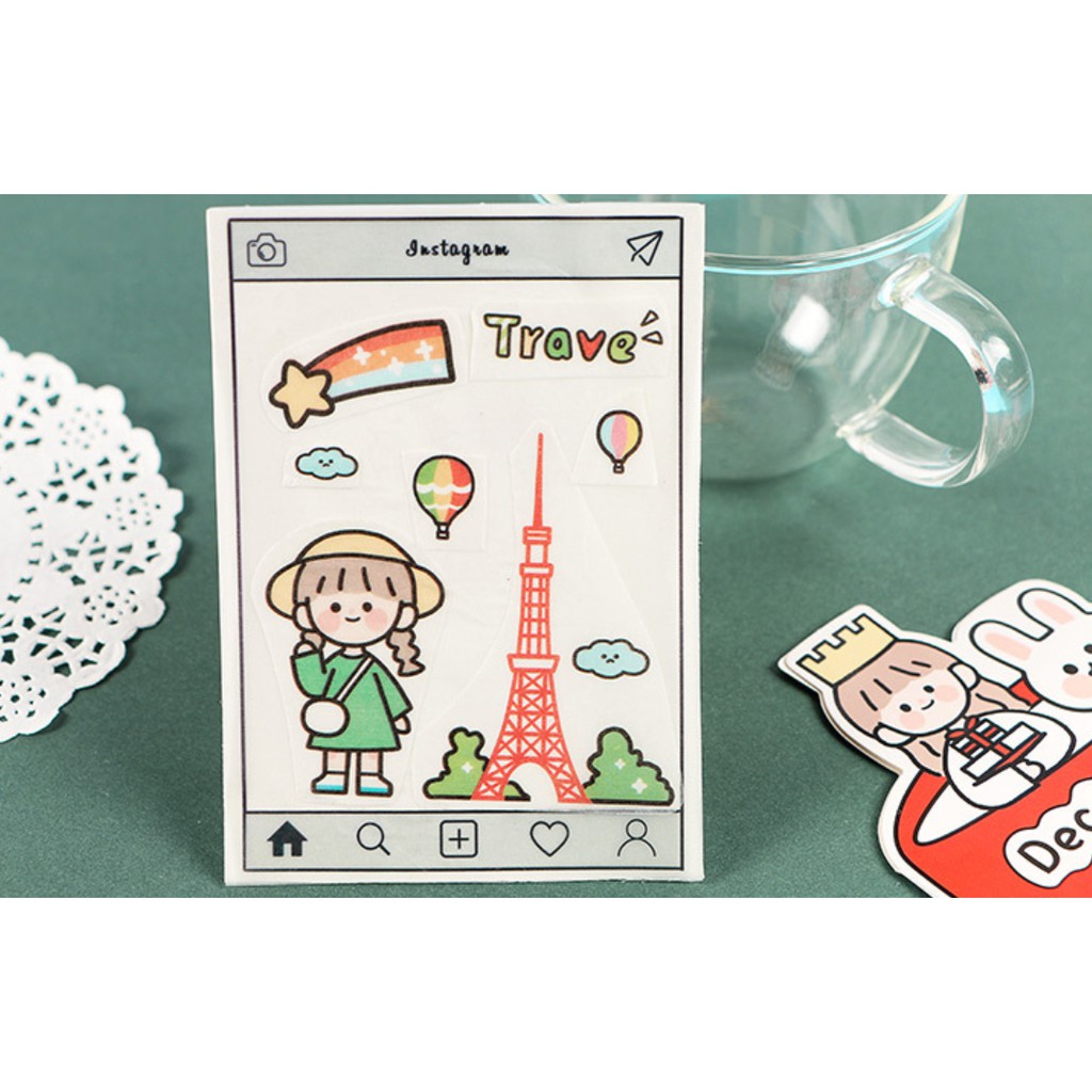 Bộ Hình Dán Sticker Series Một Ngày Tươi Đẹp 40 miếng dán 6 mẫu trang trí tranh vẽ, sổ tay, planner