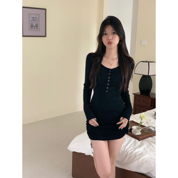 COZOK Đầm Dài Tay Thiết Kế Đơn Giản Thời Trang Dành Cho Nữ
