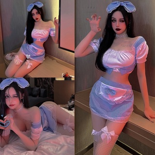 Đồ ngủ Cosplay cô giúp việc đeo tạp dề kẻ caro