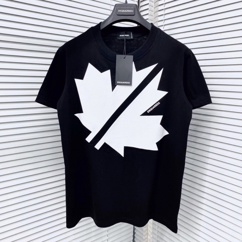 Áo phông nam nữ Premium Cotton in hình logo lá chữ DSQ2 vải dày dặn co giãn 4 chiều cao cấp AP05P