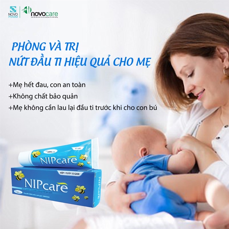 ✅[Chính Hãng] NIPcare - Kem Bôi Nứt Đầu Ti Cho Mẹ, Mẩn Đỏ &amp; Hăm Tã Cho Trẻ (Tuýp 15g)