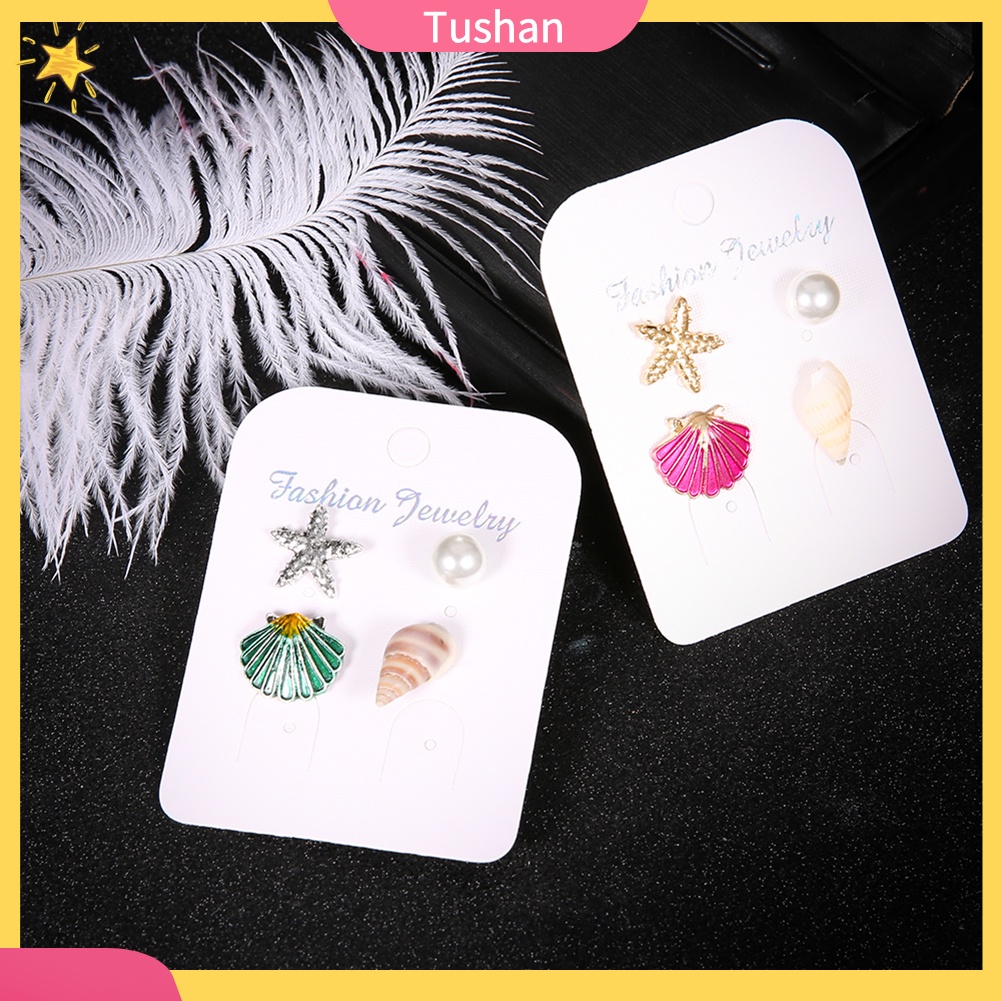 Bộ 4 khuyên tai nữ phong cách bãi biển xinh xắn