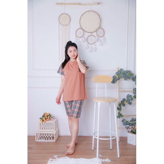 Đồ Bộ Bầu❤️Đồ Bộ Sau Sinh Tiện Lợi Thời Trang - Mẫu Đùi kẻ pha - Chất Cotton Đẹp