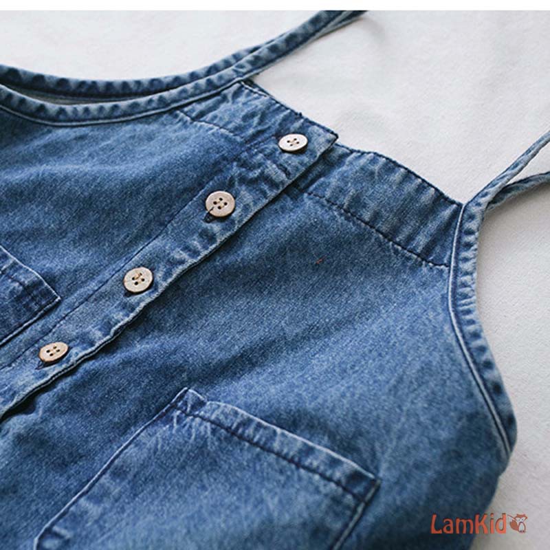 Yếm bò vintage cho bé gái từ 1,5-12 tuổi ATE035