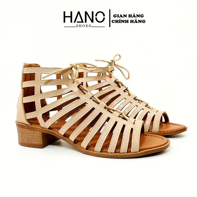 HANO - Sandal Chiến Binh Cao Gót 3cm/3phân màu Trắng Kem Đen Khóa sau Tiện lợi Chuẩn Đẹp VNXK - SD9901