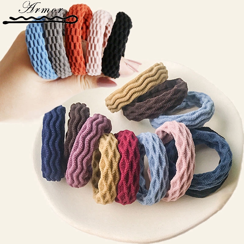 Set 5 Dây Buộc Tóc Co Giãn Không Đường May Kiểu Hàn Quốc Cho Nữ