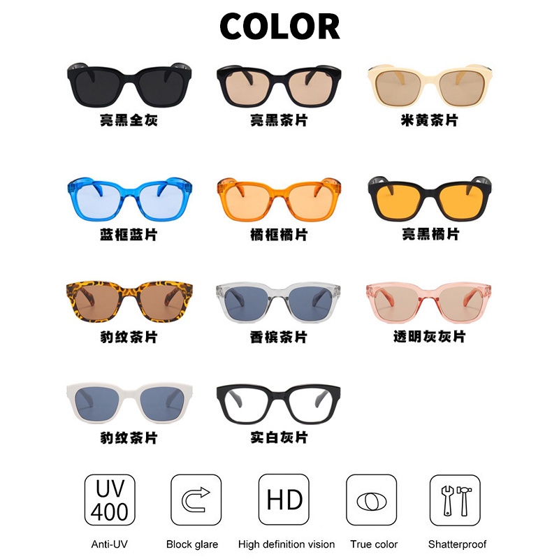 (KIQI-FASHION) COD Kính Mát Gọng Vuông Nhỏ Chống Tia Uv400 Có Khóa Sau Lưng Thời Trang Cho Nam Và Nữ