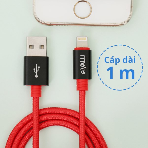 Cáp Lightning 1 m e.VALU Spanker B Đỏ Đen
