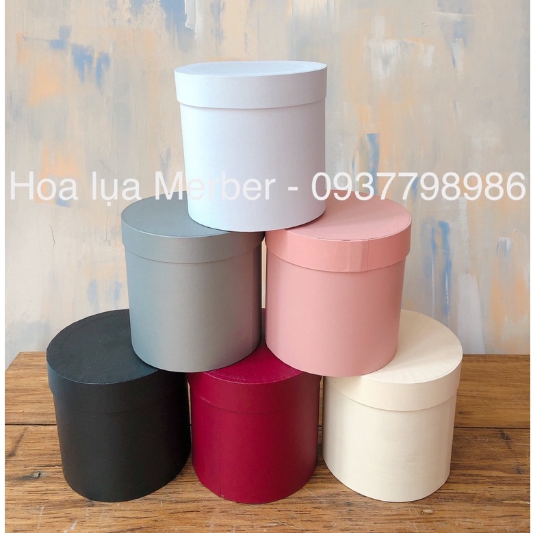 Hộp Trụ Cắm Hoa Lụa, Hoa Sáp, Hoa Tươi - Hộp Quà Tặng Cao Cấp Merber 11cm -20cm (Mơ Bơ)