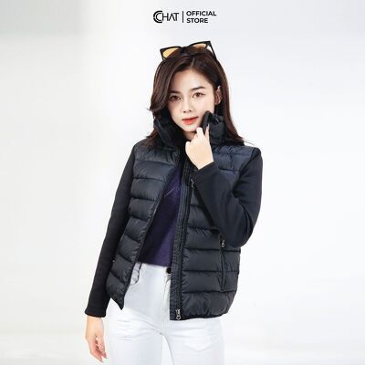 Áo phao phối tay dáng ngắn CCHAT