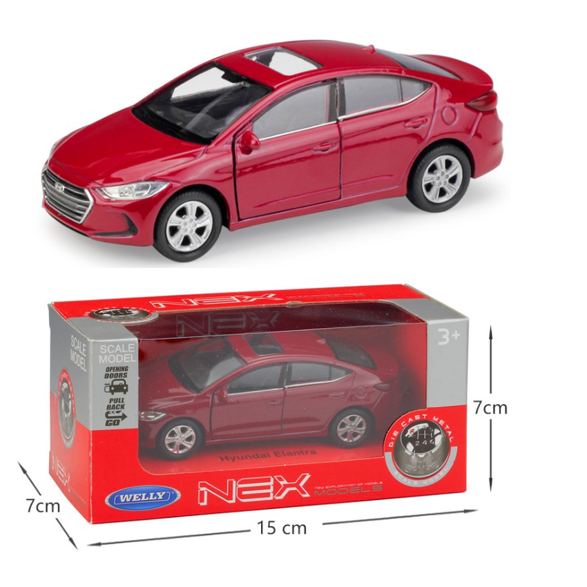 Xe mô hình ô tô Huyndai Elantra mô hình tỉ lệ 1:36 bằng sắt chạy cót mở 2 cửa trước đồ chơi trẻ em
