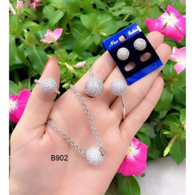 Bộ trang sức xi mạ bạch kim cao cấp q338.