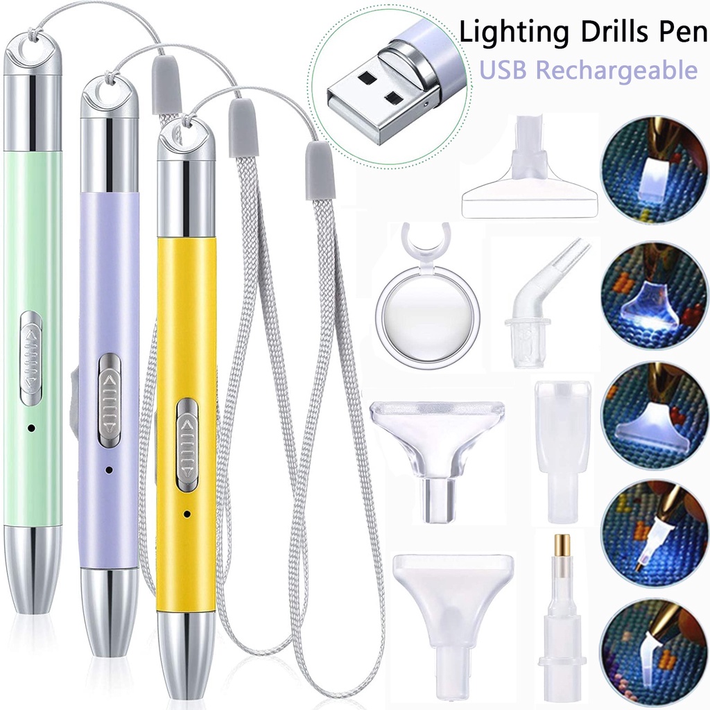 1 bộ bút đính đá có đèn LED dùng làm tranh đính đá DIY