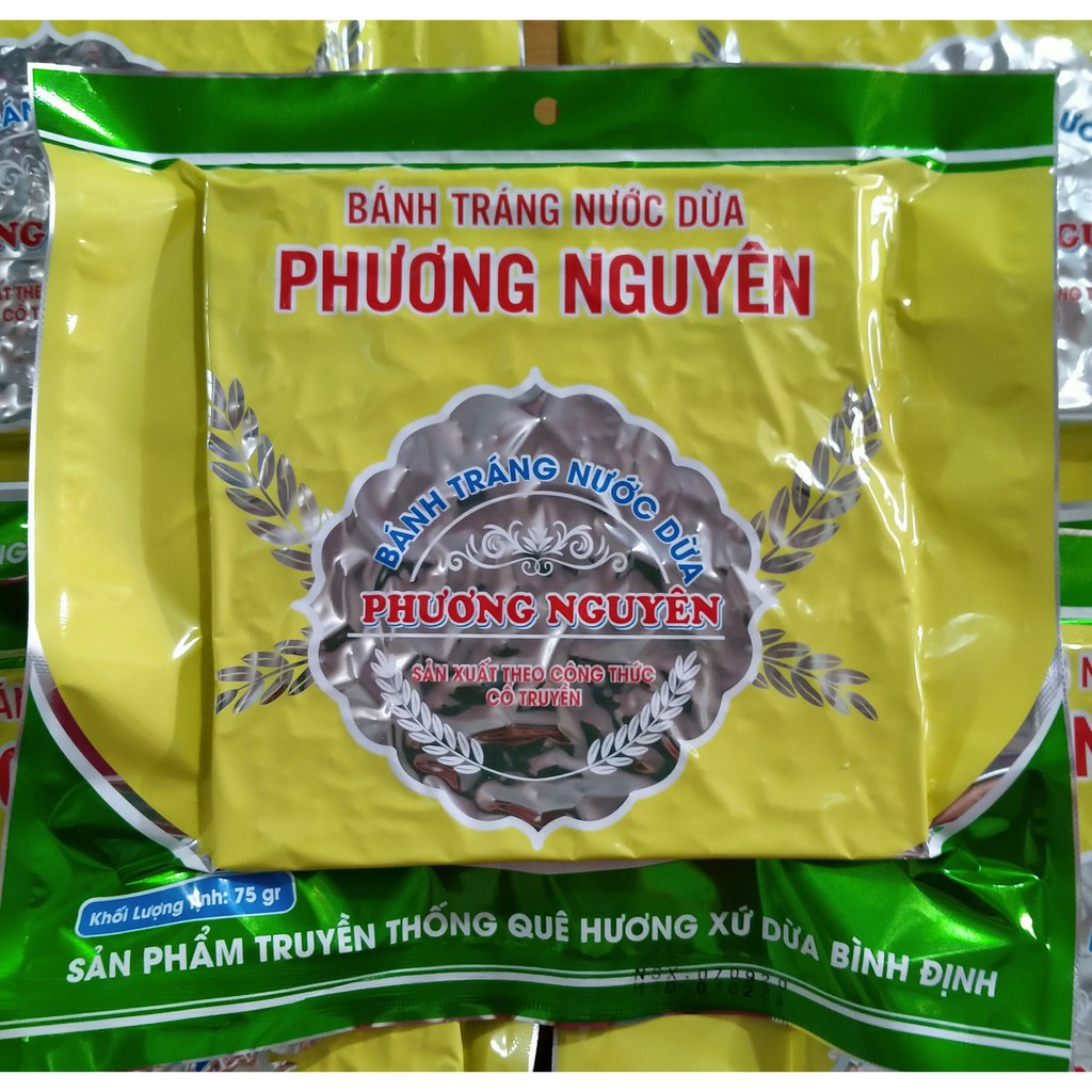 COMBO 10 GÓI BÁNH TRÁNG NƯỚC DỪA PHƯƠNG NGUYÊN ĐẶC SẢN BÌNH ĐỊNH - nướng sẵn ( gói 75gr )