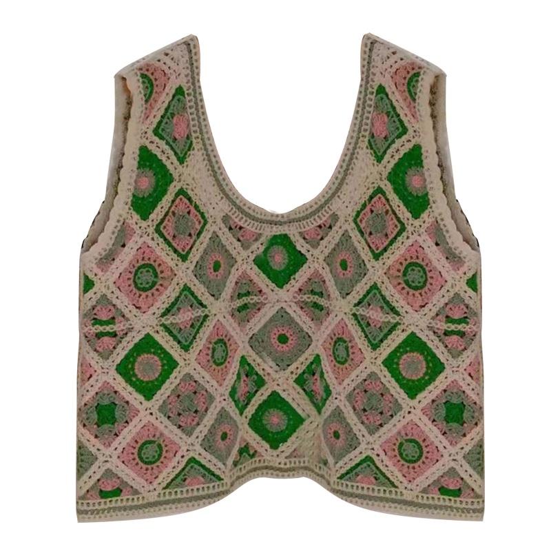 Brroa Áo Croptop Dệt Kim Không Tay Thêu Họa Tiết Kim Cương Tương Phản Thời Trang Mùa Hè Cho Nữ