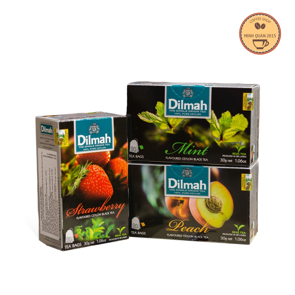 ( Combo 12 Hộp - 1 Thùng ) Trà Dilmah túi lọc vị dâu - đào - bạc hà - Táo