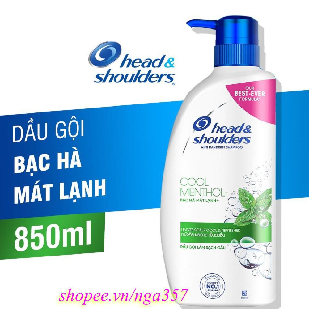 Dầu gội trị gàu Head & Shoulders 850ml Cool Menthol Công thức tinh dầu bạc hà mát, 100% chính hãng, 99k cung cấp và bảo