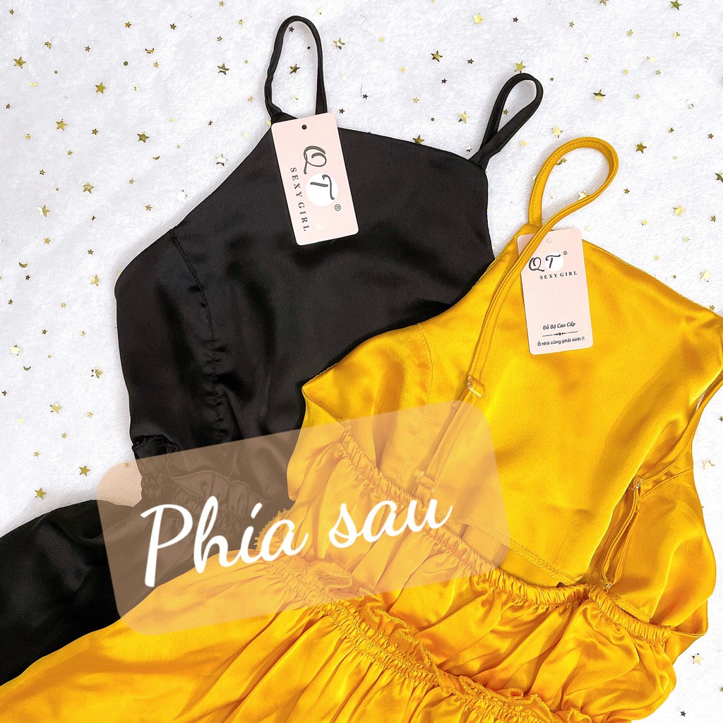 Đồ ngủ sexy nữ 🌺 Freeship 🌺 Đồ ngủ sexy nữ hai dây cổ yếm nhún eo dễ thương Freesize dươi 60kg | BigBuy360 - bigbuy360.vn