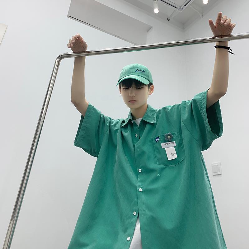 Áo Sơ Mi Nam Tay Ngắn Dáng Rộng Thêu Họa Tiết Thời Trang Mùa Hè