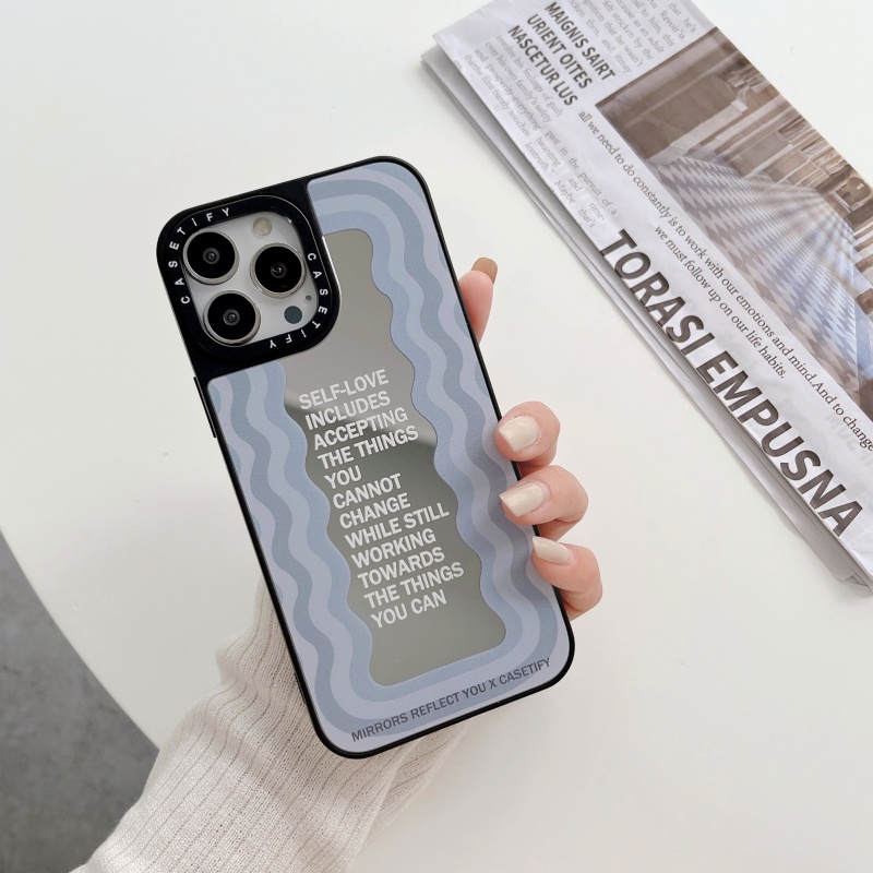 Ốp Điện Thoại Tráng Gương Chống Sốc In Chữ Tiếng Anh Cho iPhone 14 13 12 11 Pro Max Plus X XR XS Max
