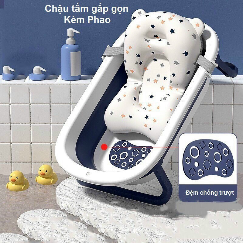 Chậu (thau) tắm lớn gấp gọn kèm phao cho bé cưng của bạn