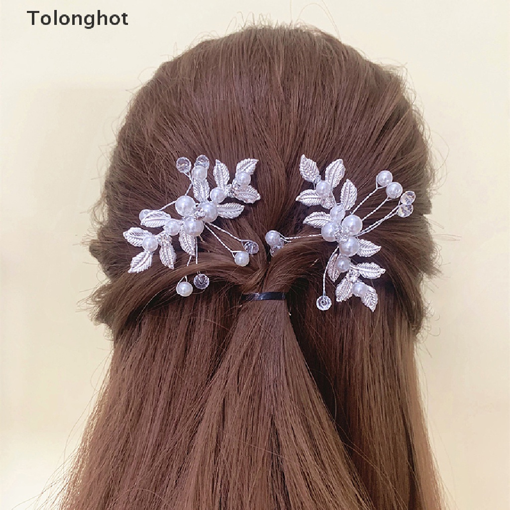 Trâm Cài Tóc Dáng Chữ U Hình Hoa Lá Đính Ngọc Trai Pha Lê Phong Cách Cổ Điển Cho Cô Dâu