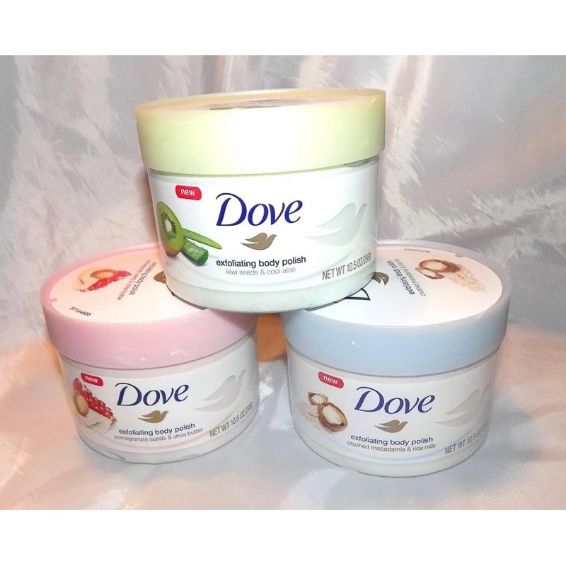 Tẩy tế bào chết body Dove 50g combo 2 lọ. mùi kiwi và lựu đỏ dưỡng ẩm trắng mịn làn da