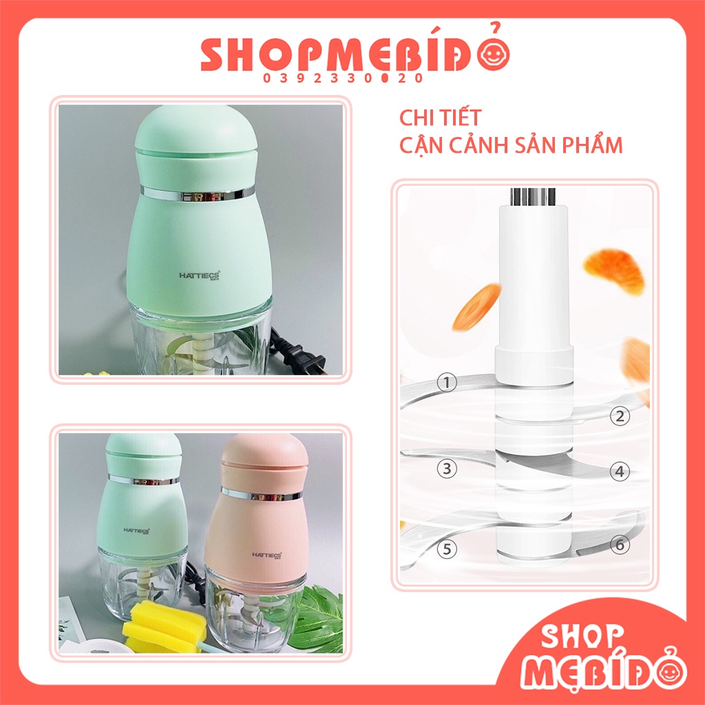 Máy xay cầm tay mini Hattiecs đa năng cho bé ăn dặm (tặng cọ rửa và lọc trứng) - Shop Mẹ Bí Đỏ